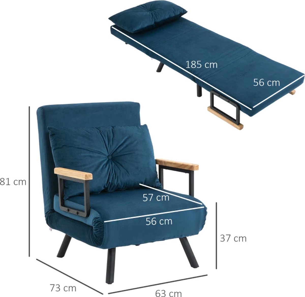 Granmaison Slaapstoel uitklapbaar - Blauw