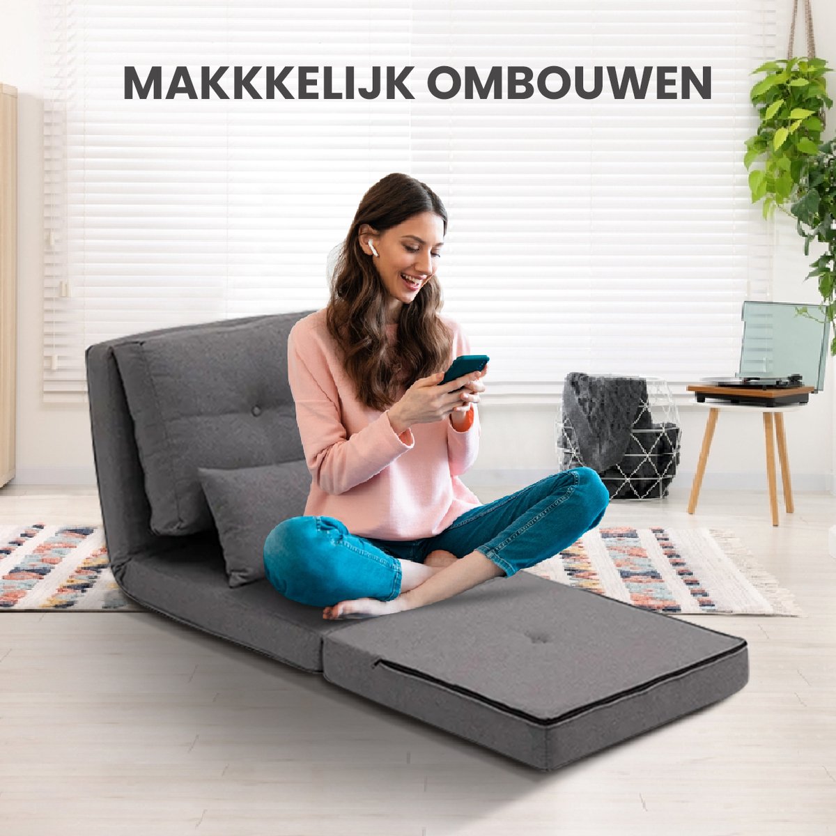 Granmaison Slaapstoel uitklapbaar - Donkergrijs