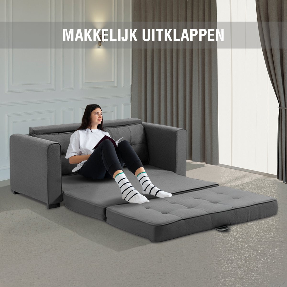 Granmaison Slaapbank uitklapbaar - Grijs
