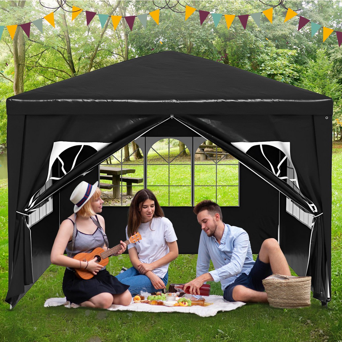 Granmaison Partytent opvouwbaar 3x4m - Zwart