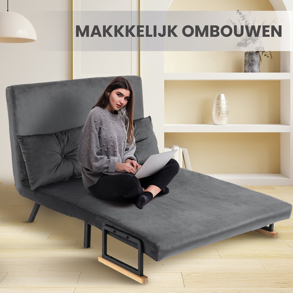 Granmaison Slaapbank uitklapbaar - Grijs