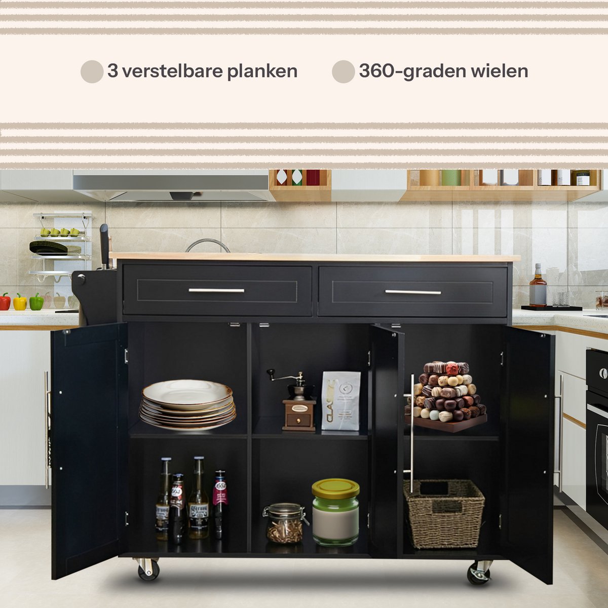 Granmaison Keukeneiland verplaatsbaar - Zwart