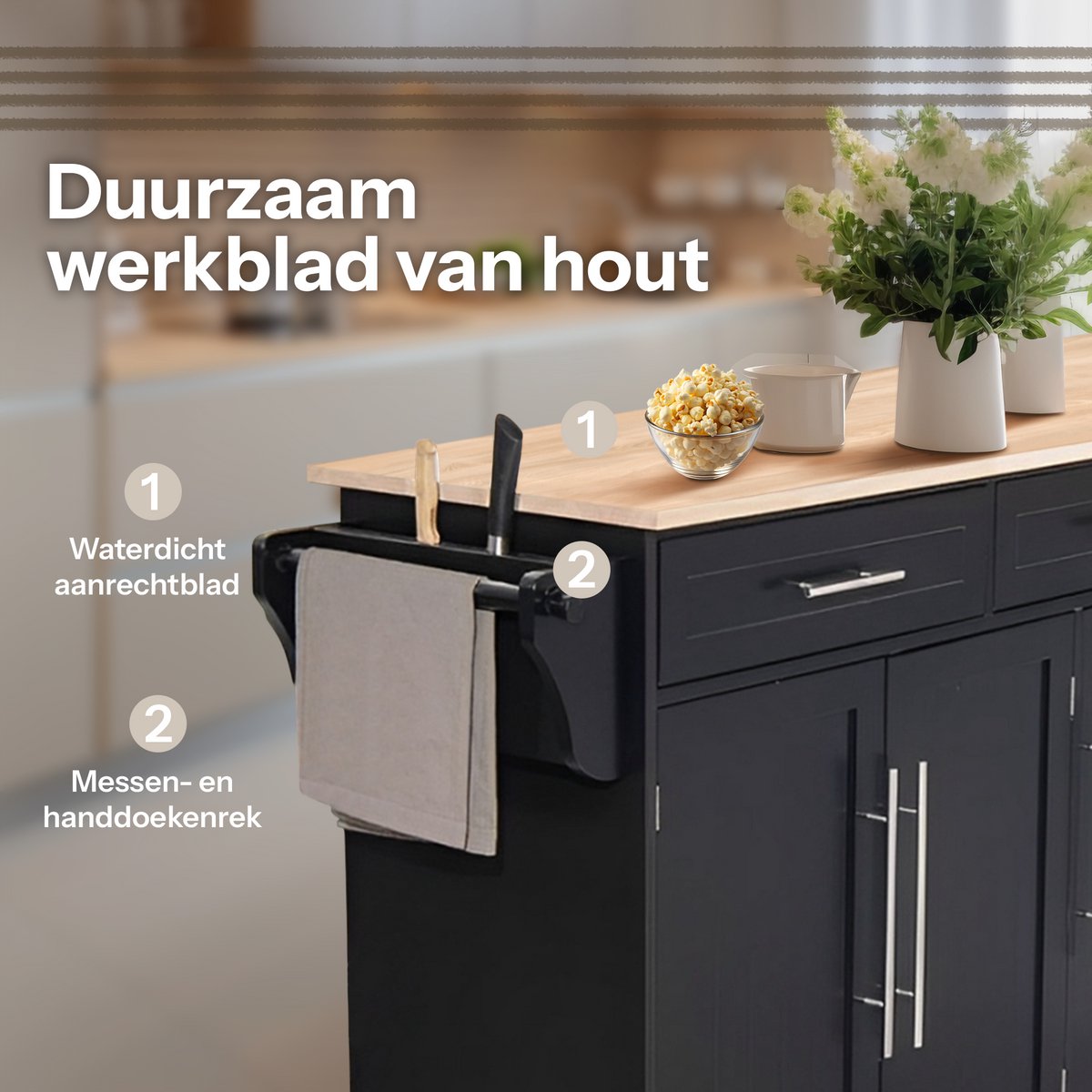 Granmaison Keukeneiland verplaatsbaar - Zwart