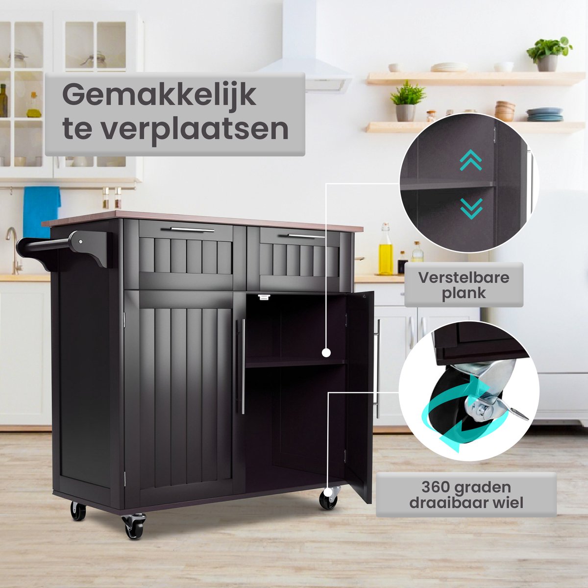 Granmaison Keukeneiland verplaatsbaar - Zwart