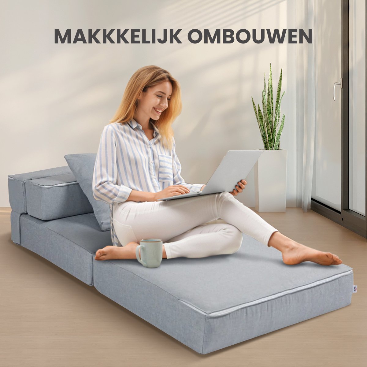 Granmaison Slaapstoel uitklapbaar- Lichtgrijs
