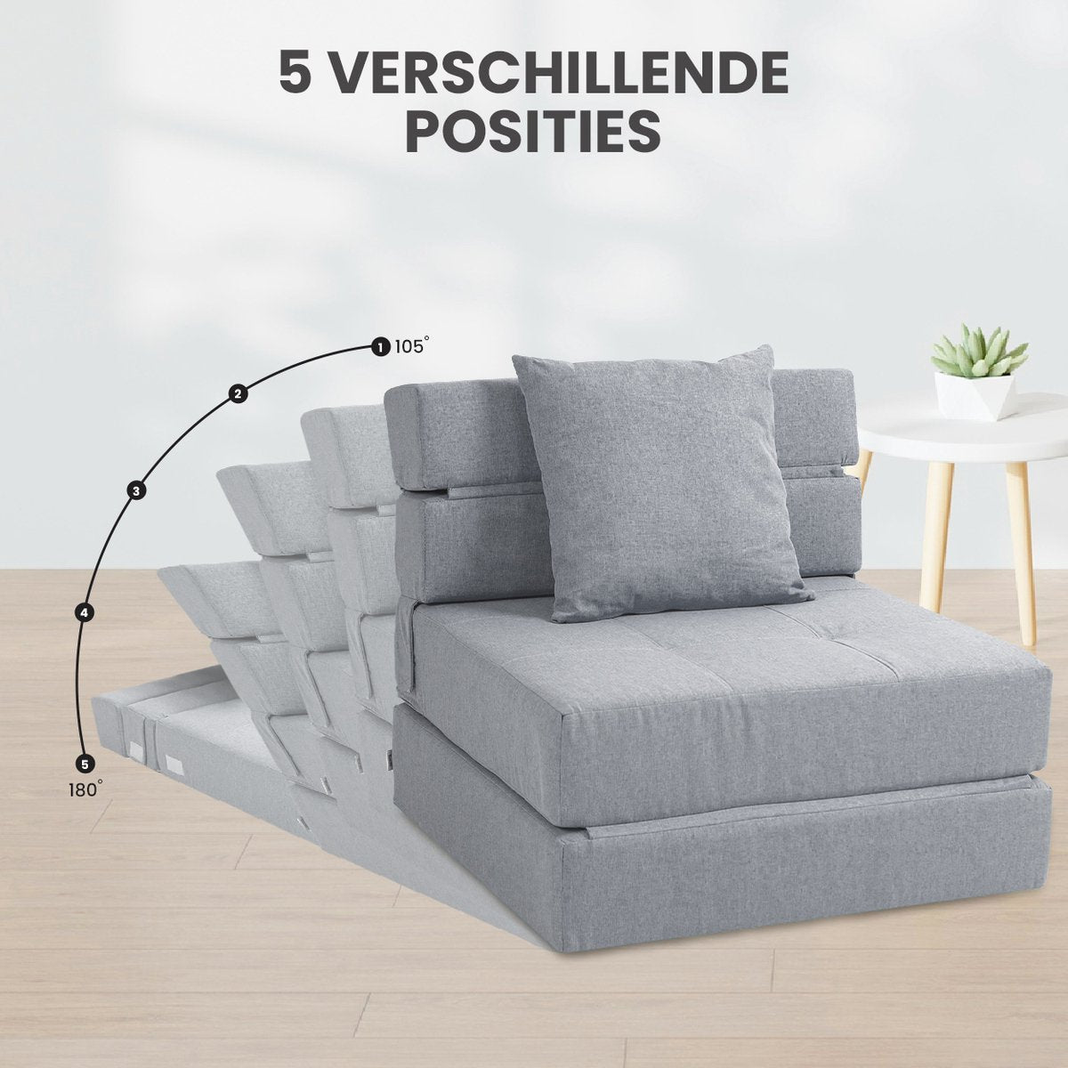 Granmaison Slaapstoel uitklapbaar- Lichtgrijs
