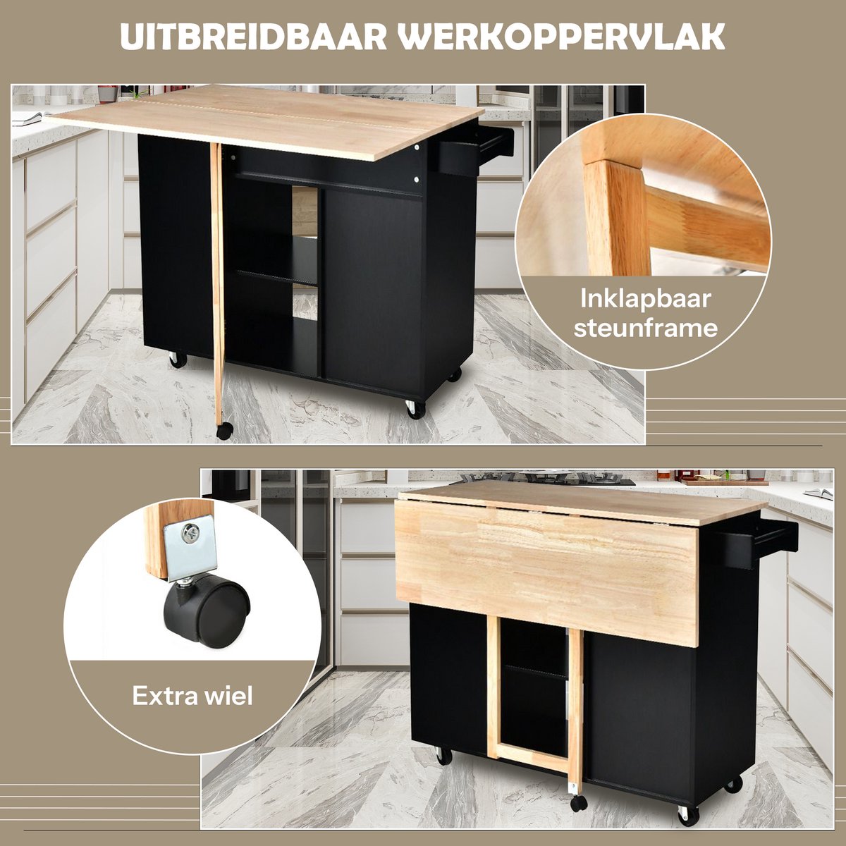 Granmaison Keukeneiland verplaatsbaar - Zwart